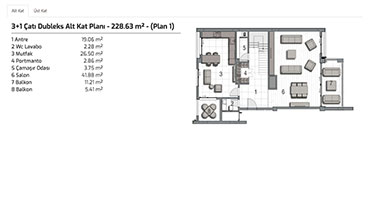 İnallar Hayat 2 3+1 Dubleks Planı 1