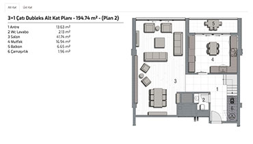 İnallar Hayat 2 3+1 Dubleks Planı 2