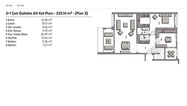 İnallar Hayat 2 3+1 Dubleks Planı 3